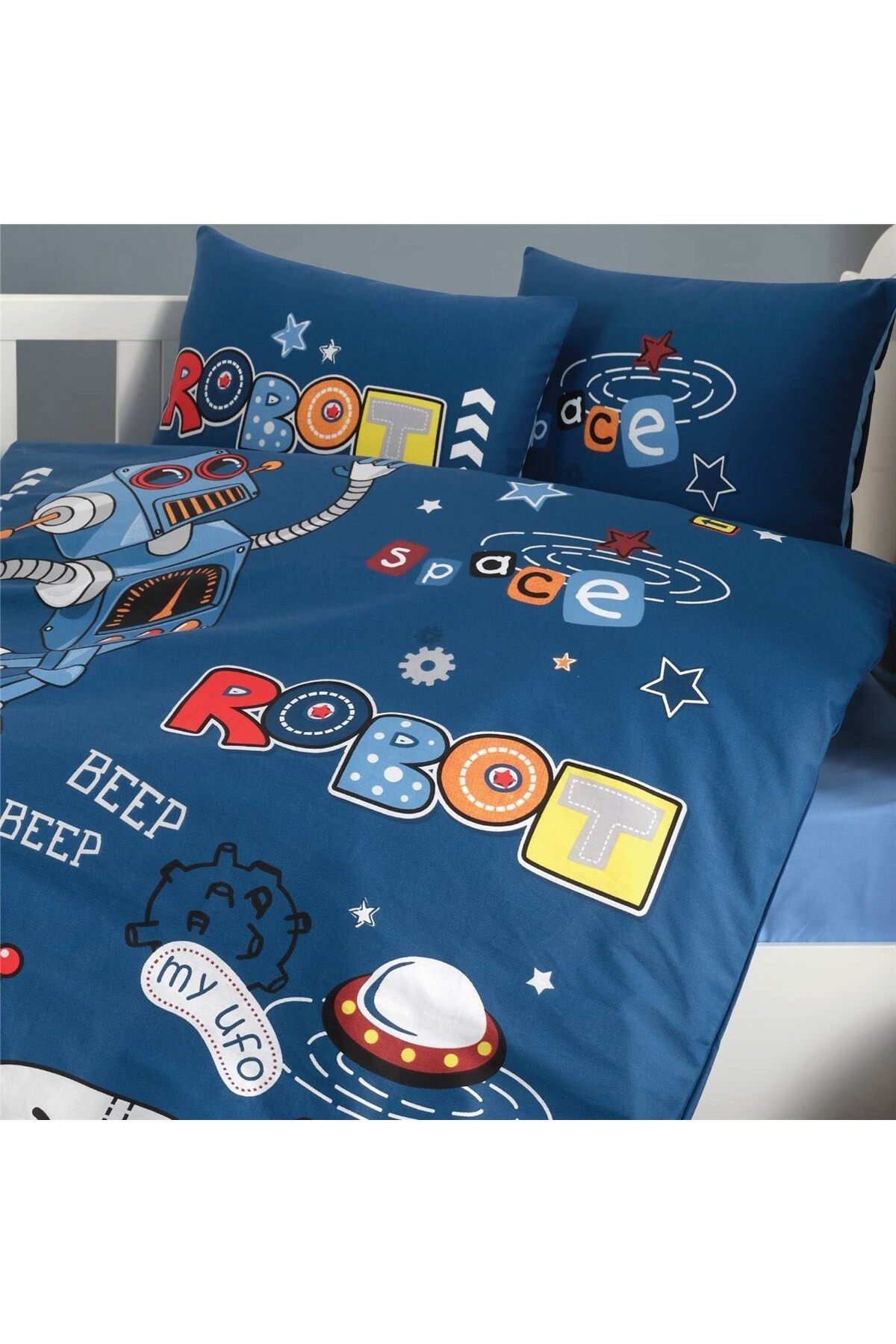 Ranforce 100% Pamuk Bebek Nevresim Takımı ROBO V1 MAVİ