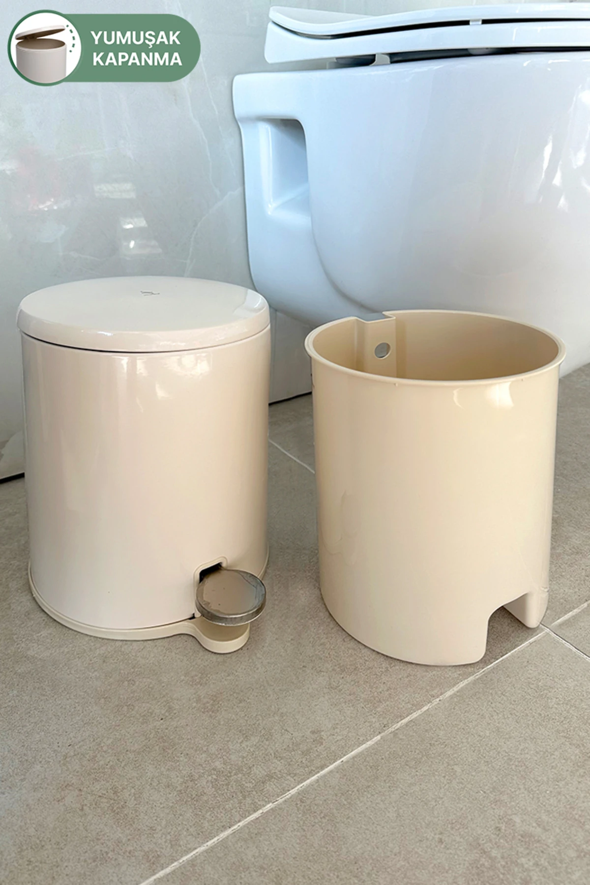 Cigo Pedallı Çöp Kovası 6Lt Bej İç Kısım Bej