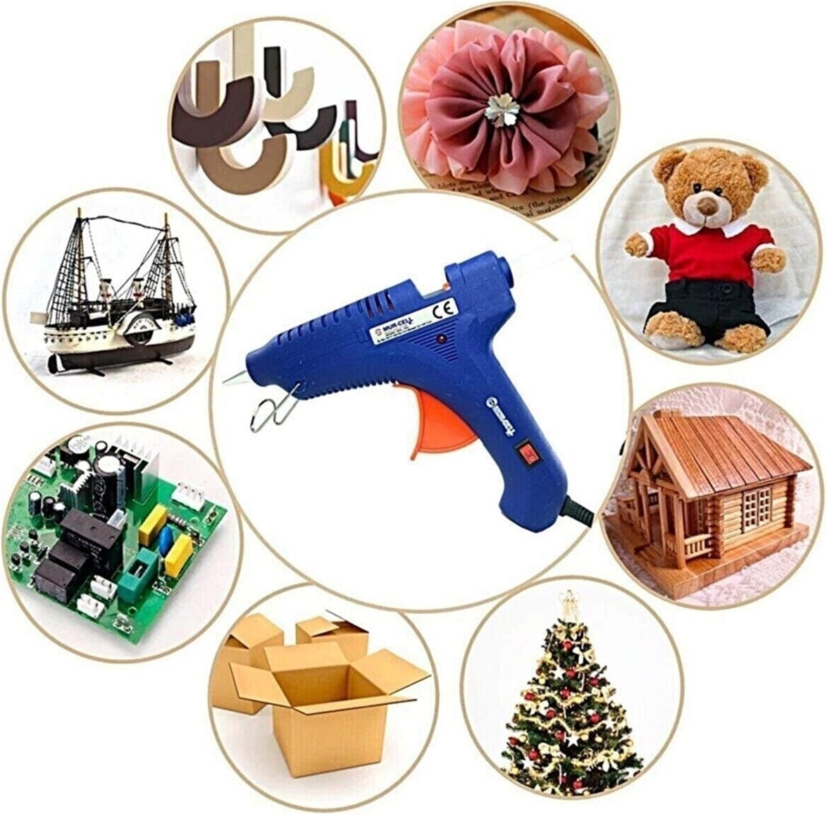 20W Anahtarlı Ergonomik Silikon Tabancası - 7 mm Şeffaf Mum Çubukları ile 10 Adet Hediye Paketi