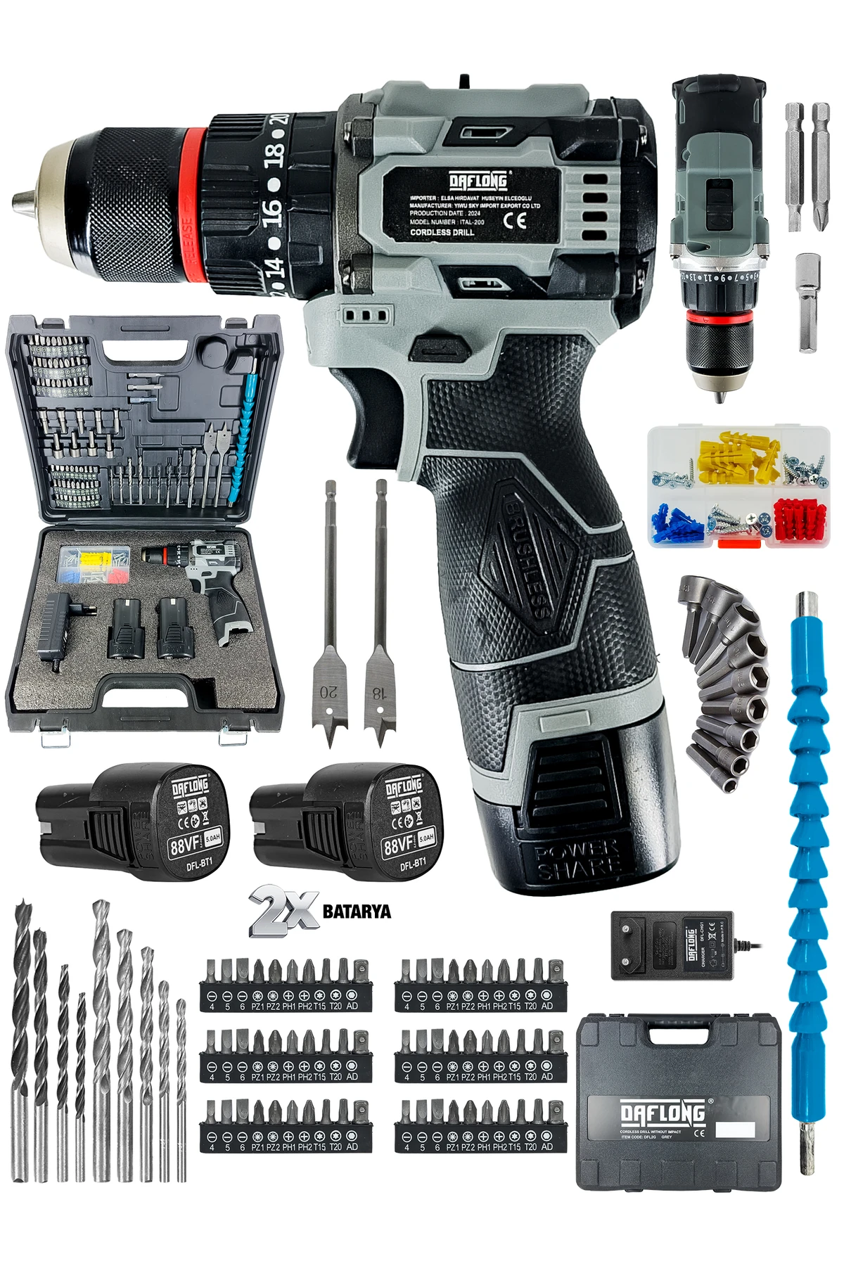 PRO ÇELİK ÖZEL SERİ 84 PARÇA KÖMÜRSÜZ GÜÇLENDİRİLMİŞ MOTOR ŞARJLI ARMUT BATARYA MATKAP