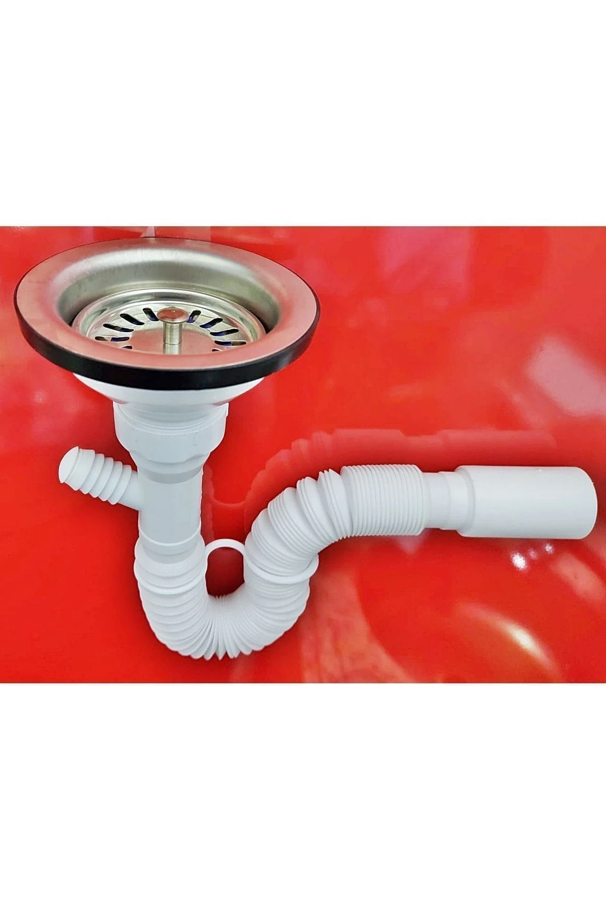 Yt40 Körüklü Çöpmak Geniş Gövdeli Mutfak Evye Sifonu-makina Bağlantı Çıkışlı-çatallı