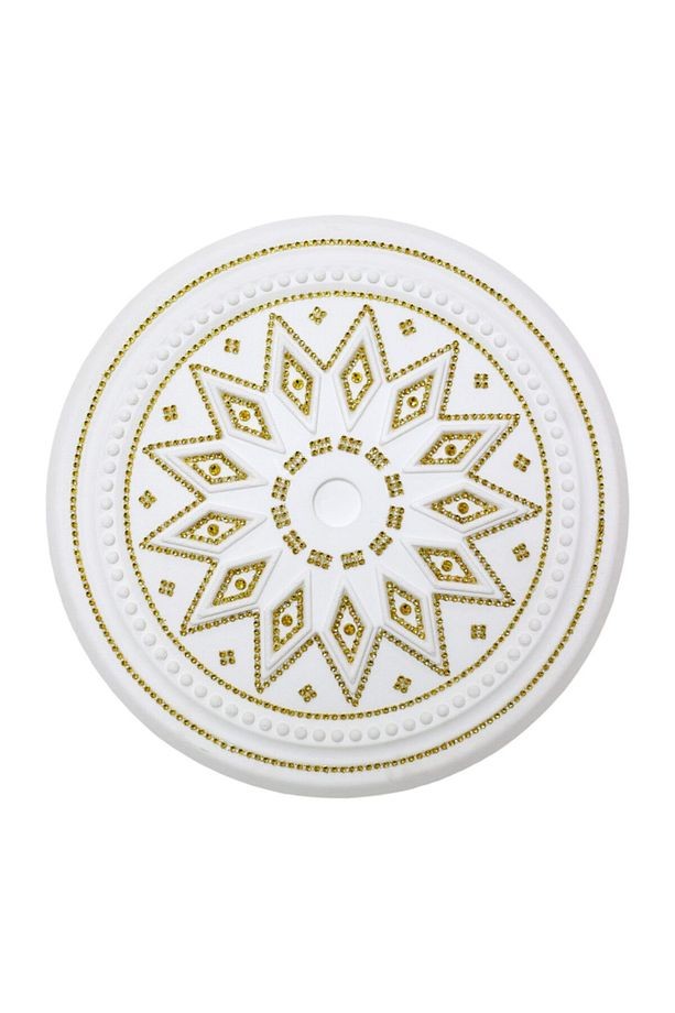 Taşlı Baklava Desenli Stropiyer Tavan Göbeği - 40 Cm - Altın Sarı