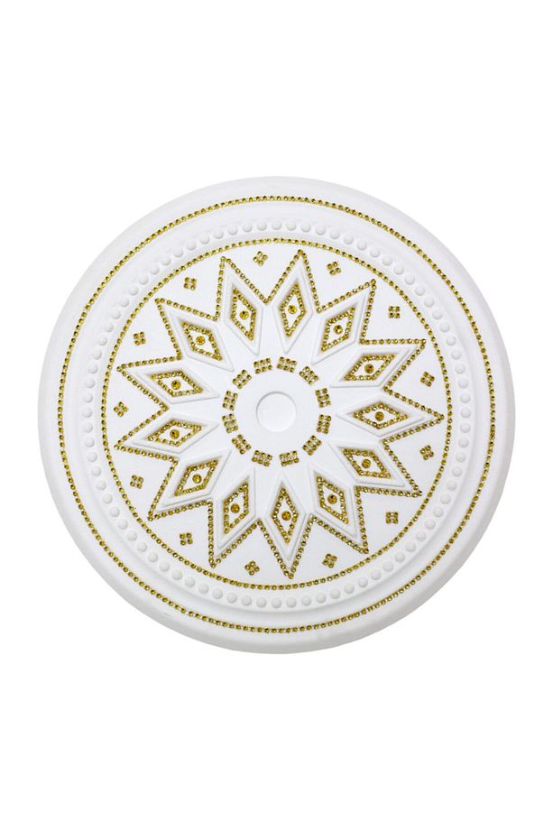 Taşlı Baklava Desenli Stropiyer Tavan Göbeği - 40 Cm - Altın Sarı