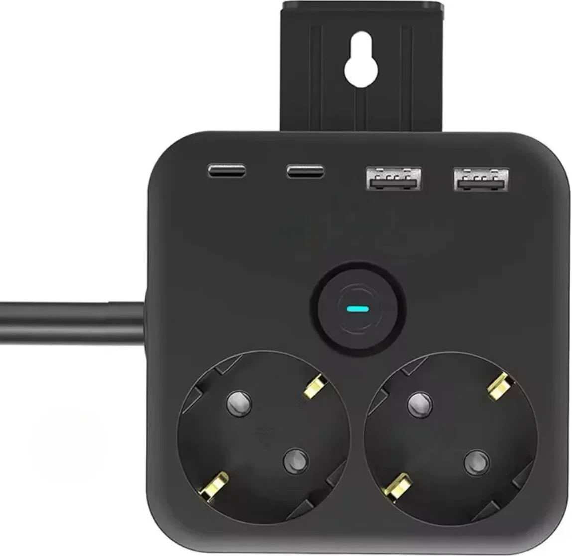 Akım Korumalı Priz 2x USB 2x Type-C Akım Korumalı 2'li Priz 1.4 mt Duvar Askılı Standlı Grup Priz