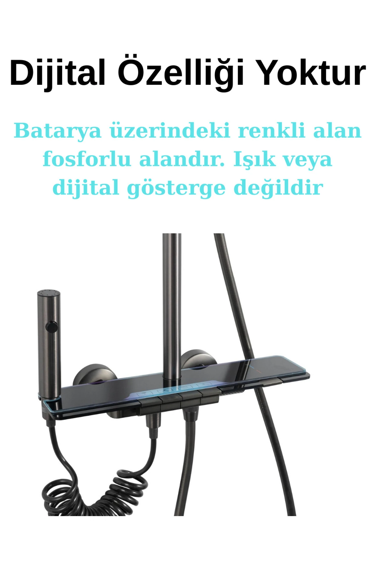 Slim Model Antrasit Gri Piyano Çok Fonksiyonlu Yağmurlama Tepe Duş Seti (Banyo Bataryası Dahil)