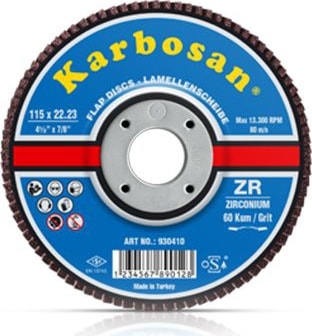 KARBOSAN Zr Konik Flap Disk 180X22.23 60 Kum (10'Lu)
