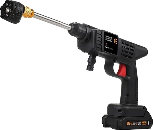 Basınçlı Yıkama Makinesi, 150PSI Taşınabilir Basınçlı Temizleyici El Tipi, 6'sı 1 Arada Püskürtücü Pil ve Şarj Cihazı 24V 1500MAH Pil Elektrikli Basınçlı Yıkama Makinesi Araba Yıkama, Sulama