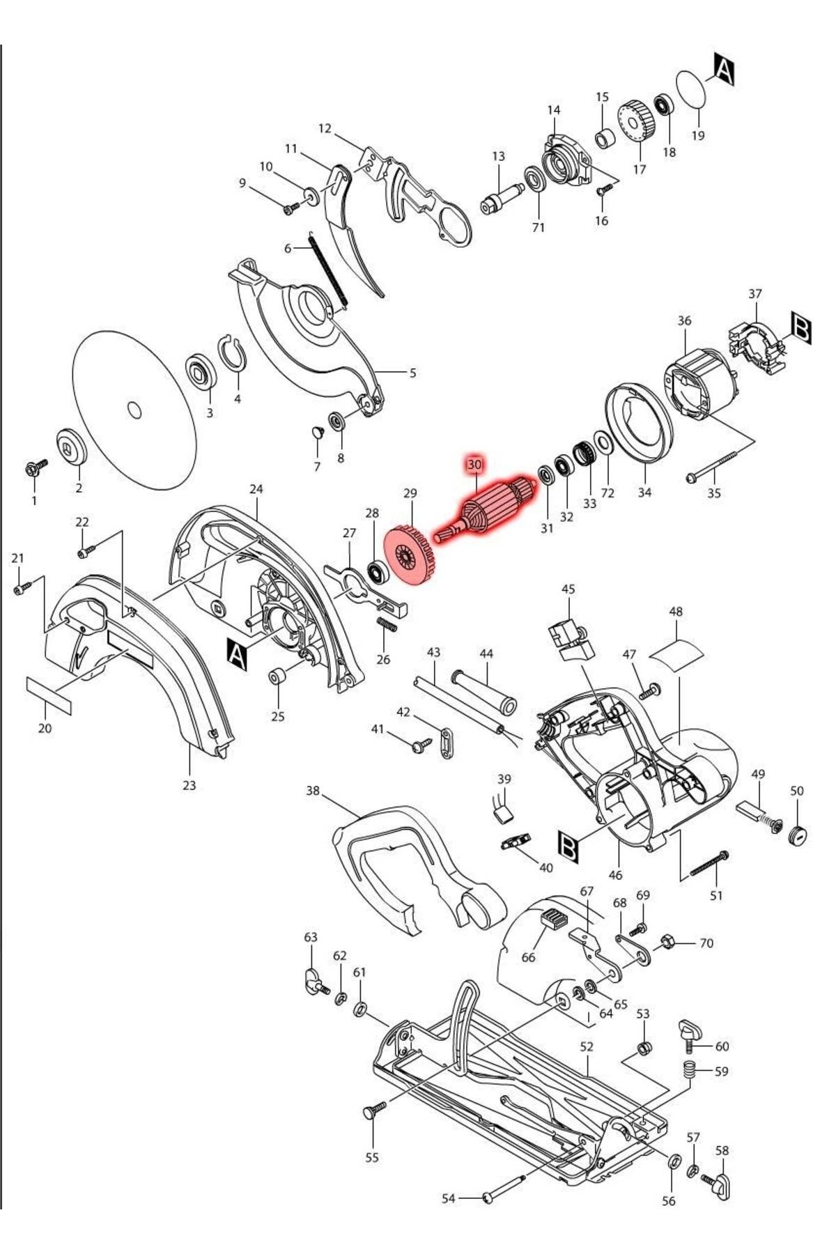 Makita 5704r Endüvi Rotor Kollektör Ürün Kodu 516489-7