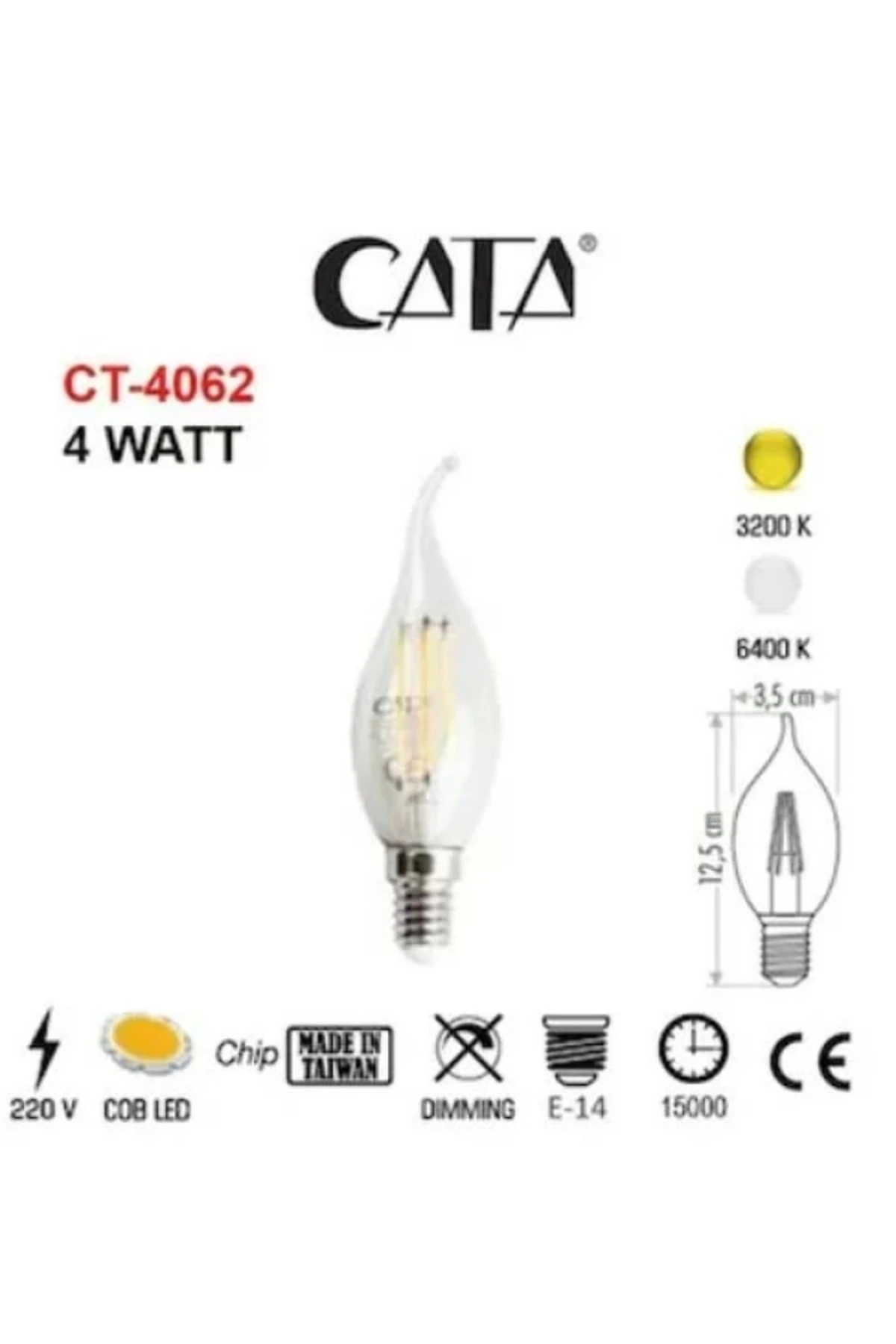 4w E-14 Rustik Günışığı Kıvrık Alev Modelli Led Buji Ampul 3000k