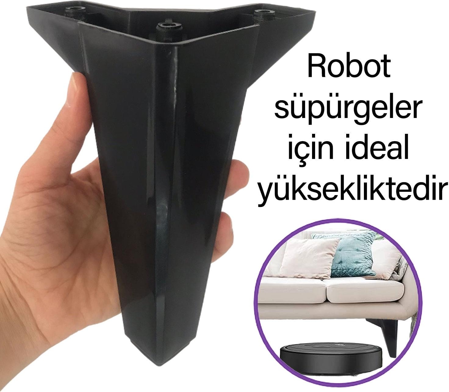 8 Adet Serdivan 15 cm Siyah Lüx Mobilya Kanepe Sehpa Ünite Koltuk Ayağı Baza Ayak