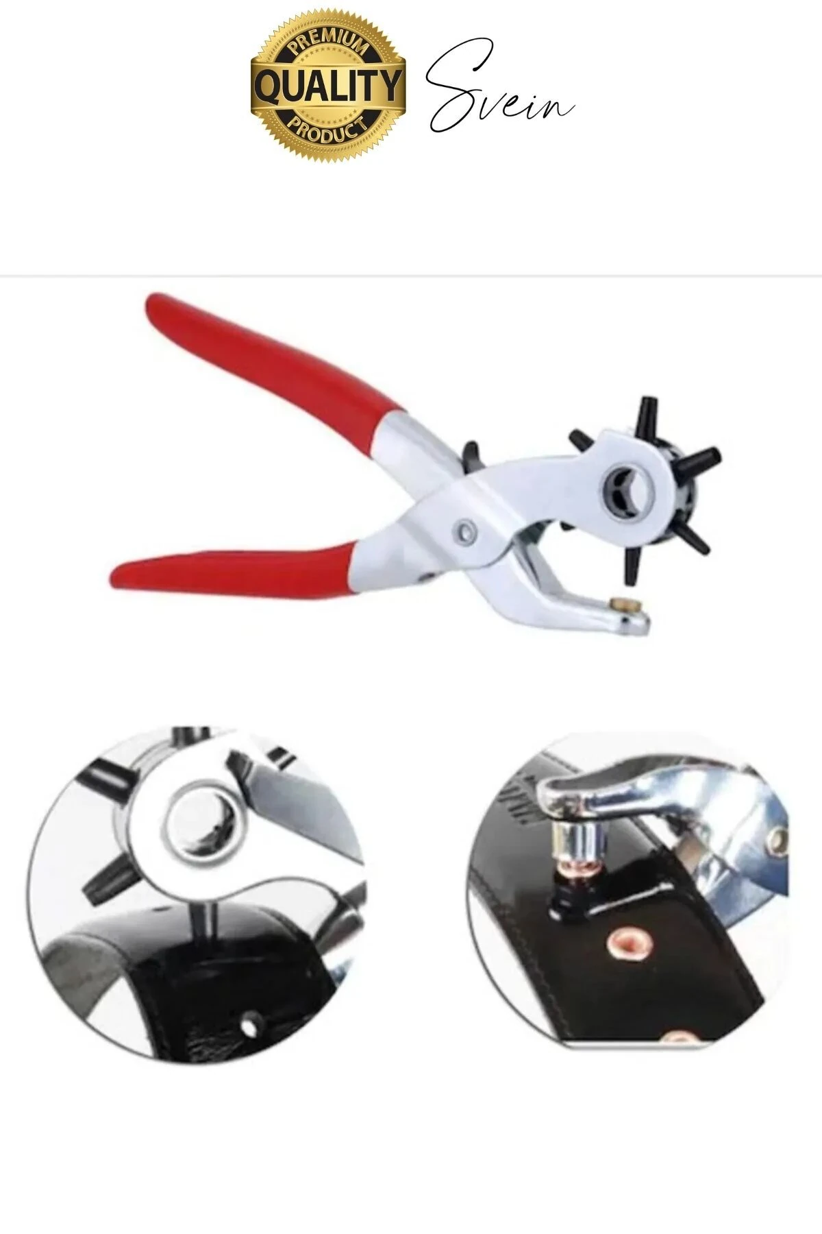 6 Uçlu Kemer ve Deri Delme Delici Aleti Ergonomik Saplı Metal Çelik Delgeç Hızlı Pratik Kolay Zımba