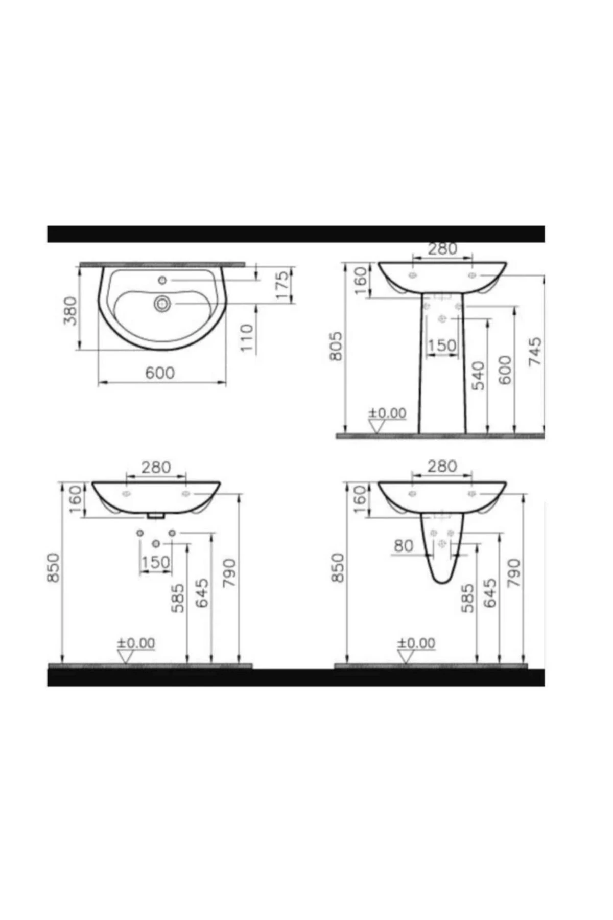 Arkitekt Yarım Ayak ( 31x38 cm ) lavabo destek ayağı