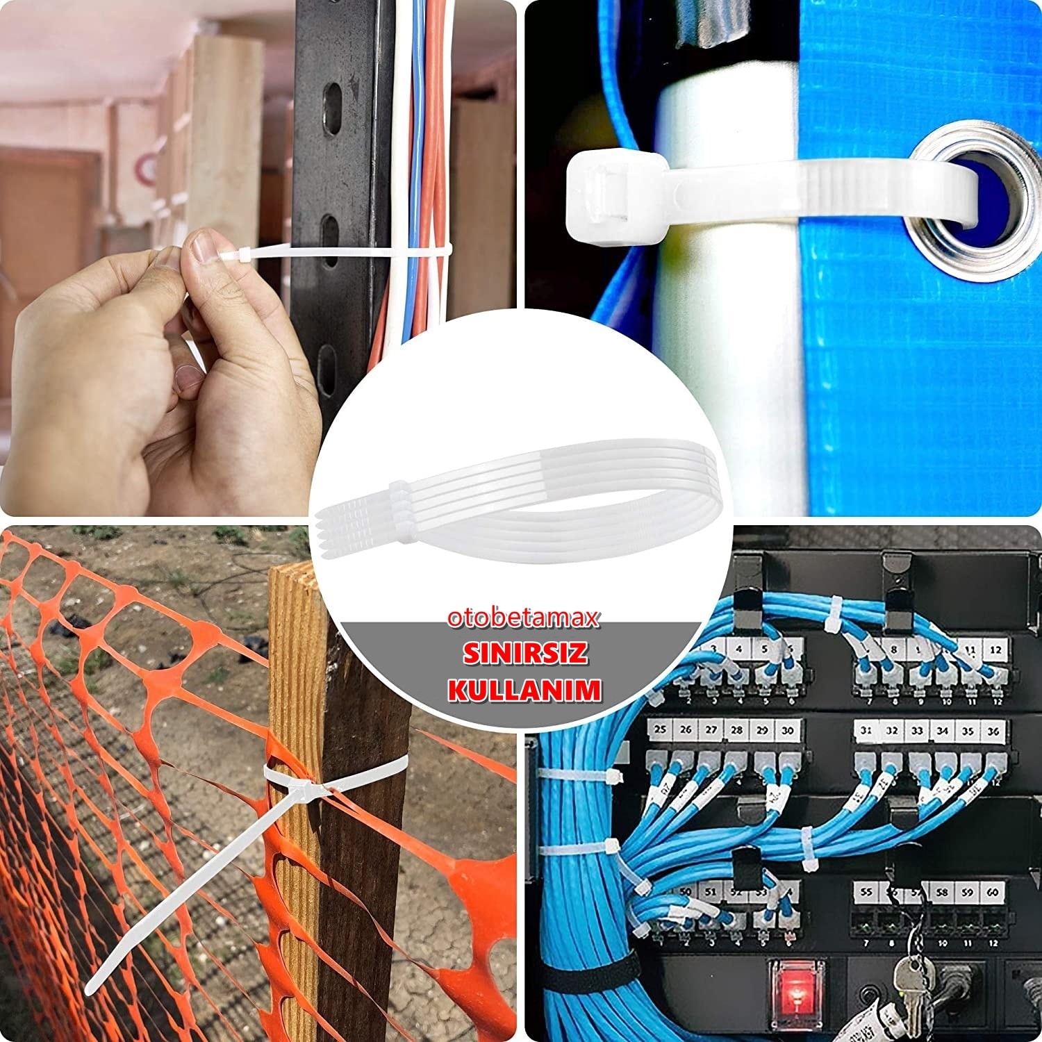 Plastik Cırt Kelepçe Kablo Bağı 40CM x 4,8mm (20 Adet) Saydam-Beyaz