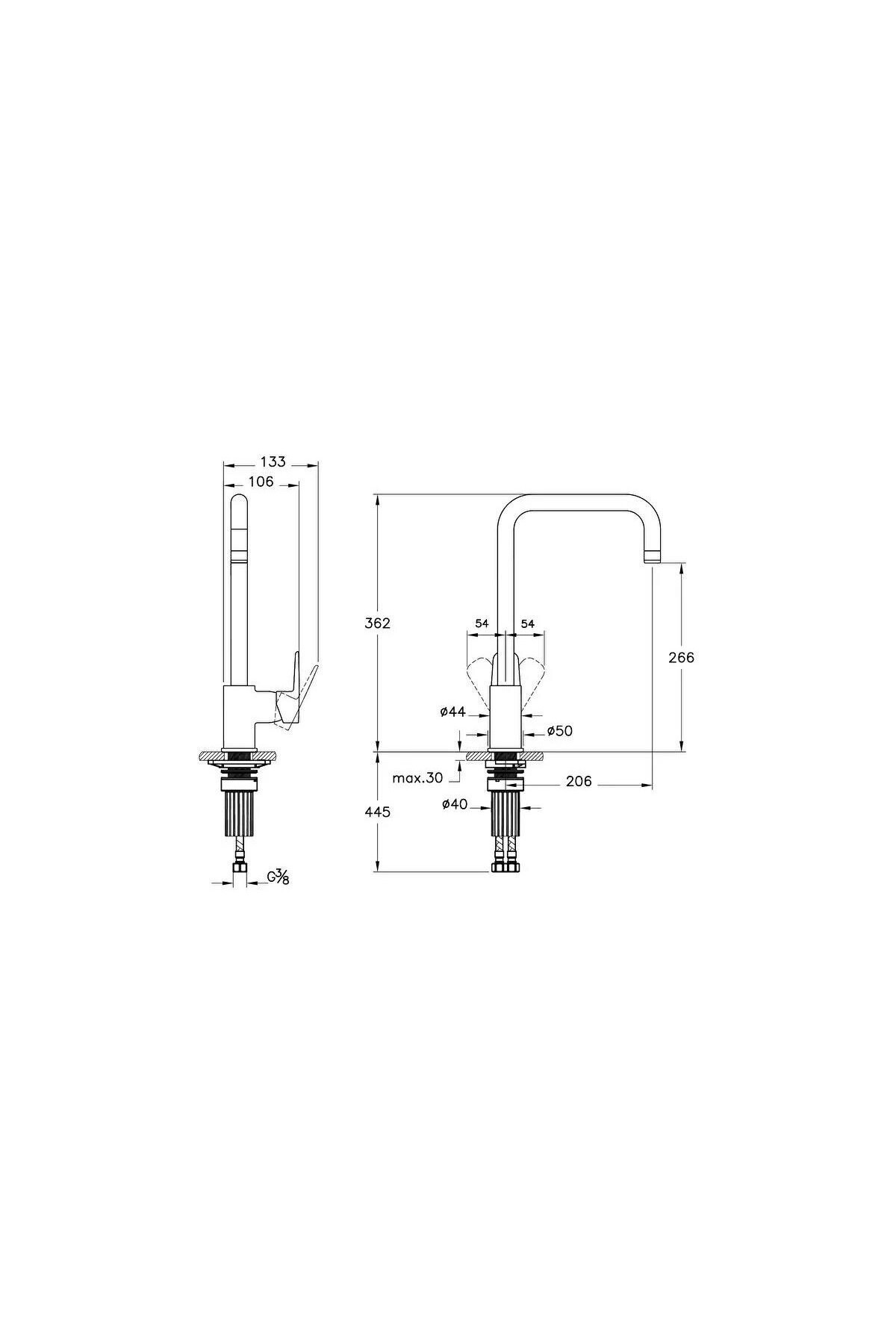 Flow Soft Eviye Bataryası (U-Tip) Krom A43426