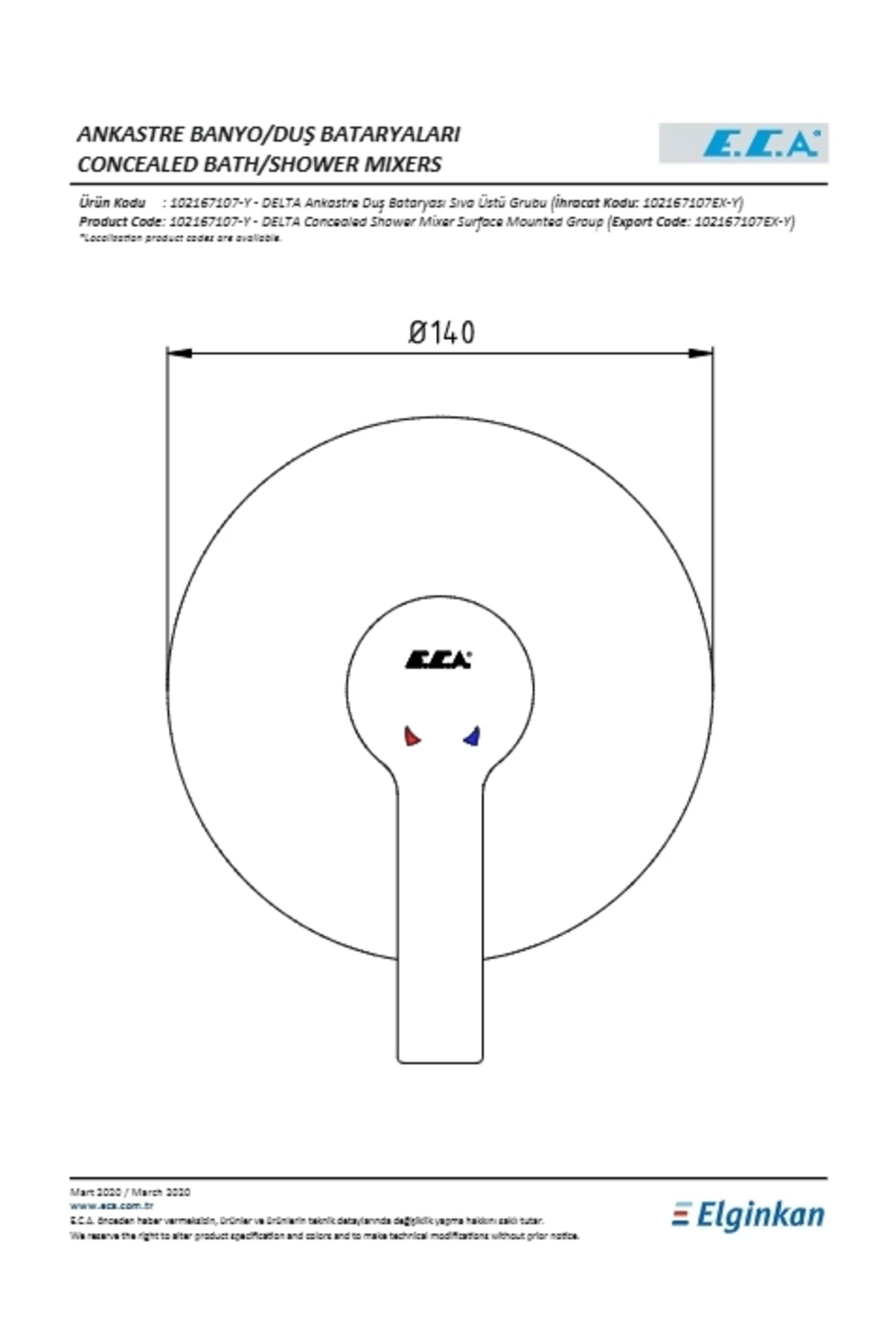 Delta Ankastre Duş Batarya Sıva Üstü
