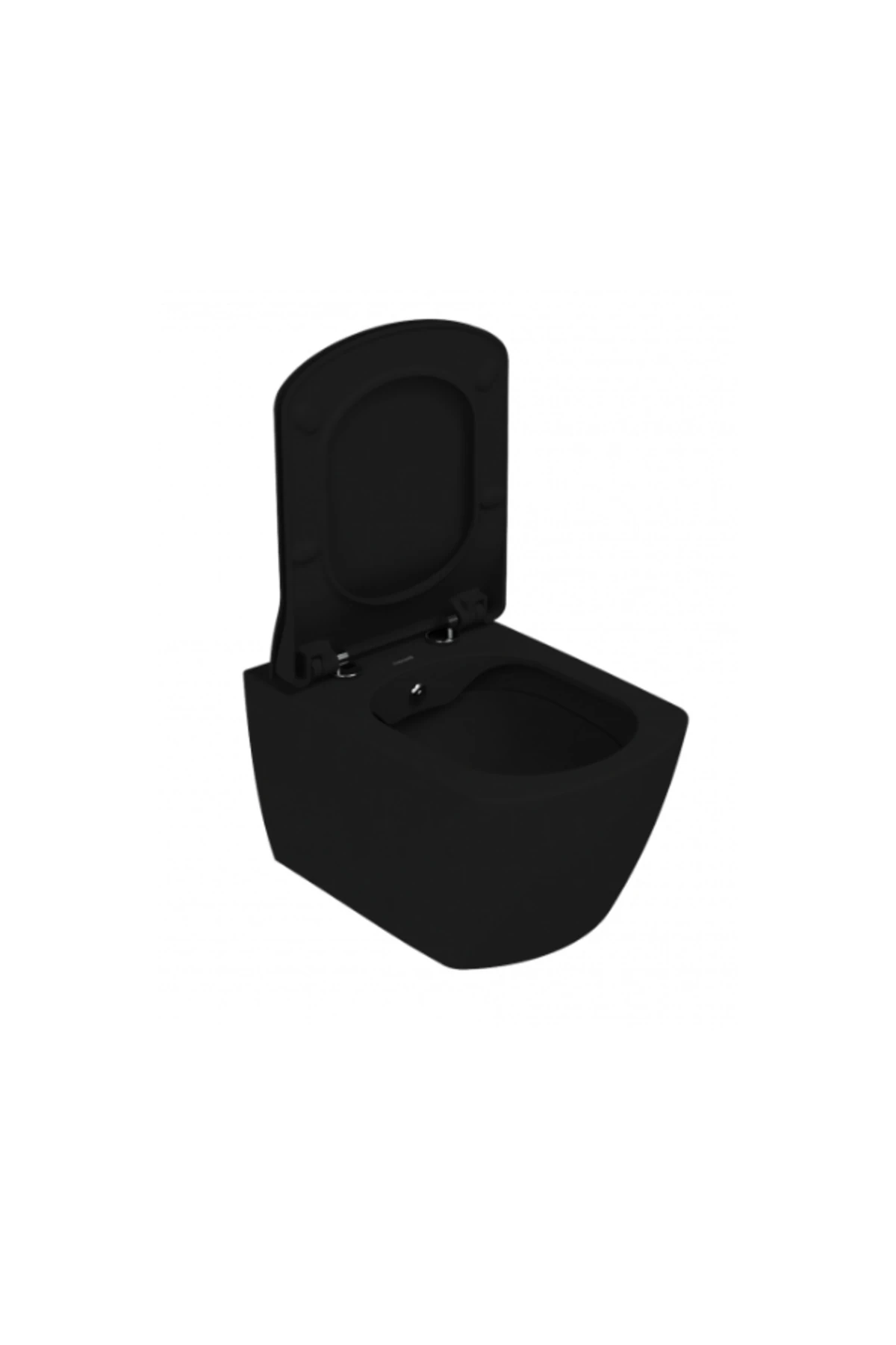 EG321 Elegant Kanalsız Duroplast Yavaş Kapanan Klozet Kapaklı Kömür Karası Mat Siyah Set