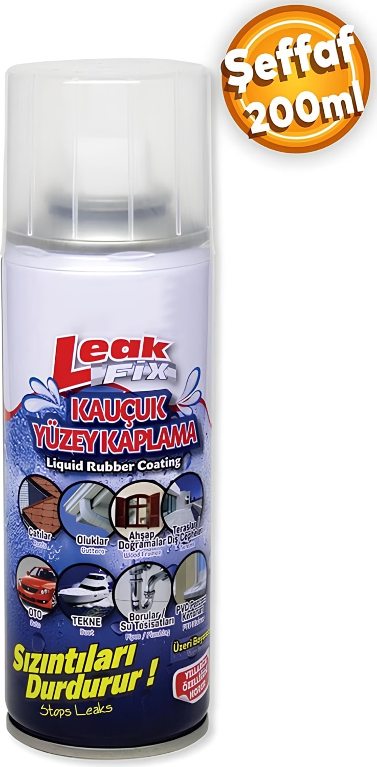 OZKUVVET Fix (Şeffaf 200 Ml) Su Yalıtım Sızdırmaz Geçirmez İzolasyon Kauçuk Spreyi Kaplama Sızıntı Önleyici