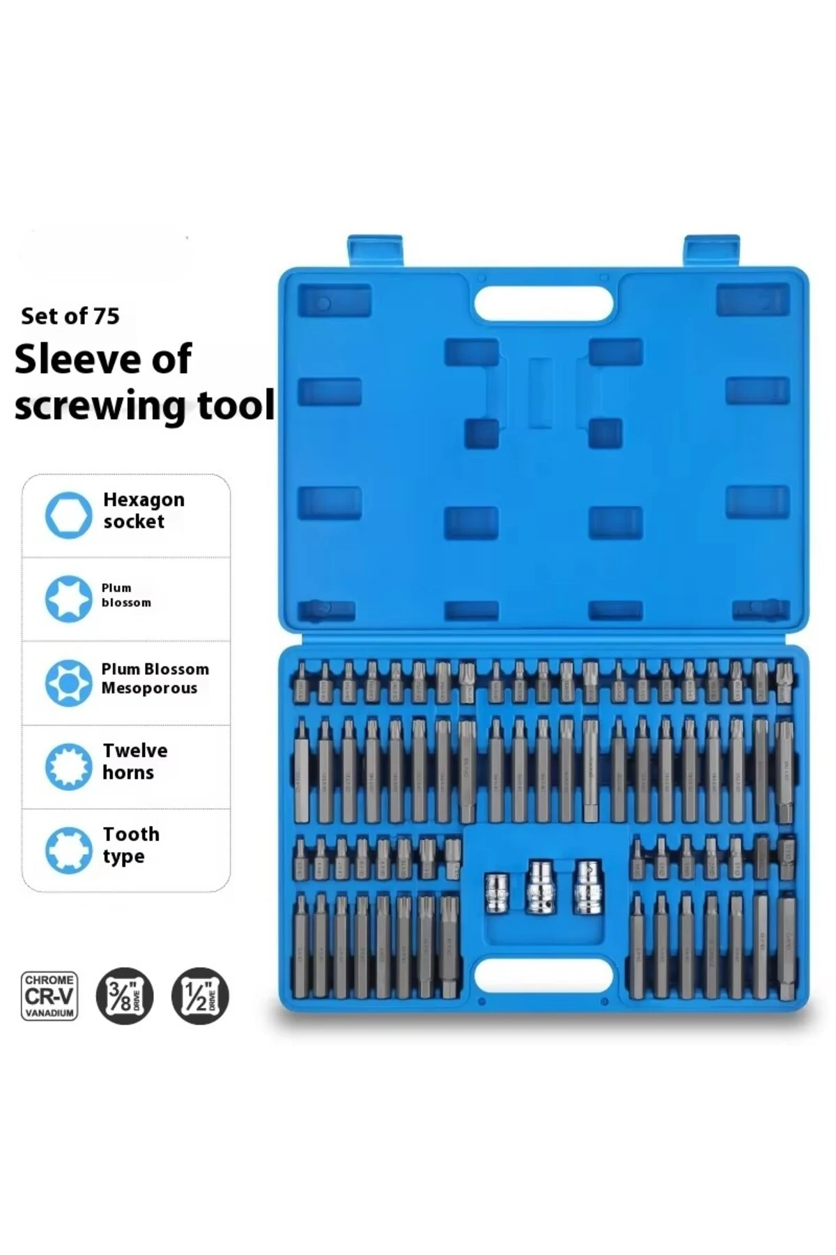 75 Parça Torx Allen Ribe M Tipi 30mm Ve 75mm Bits Uç Seti