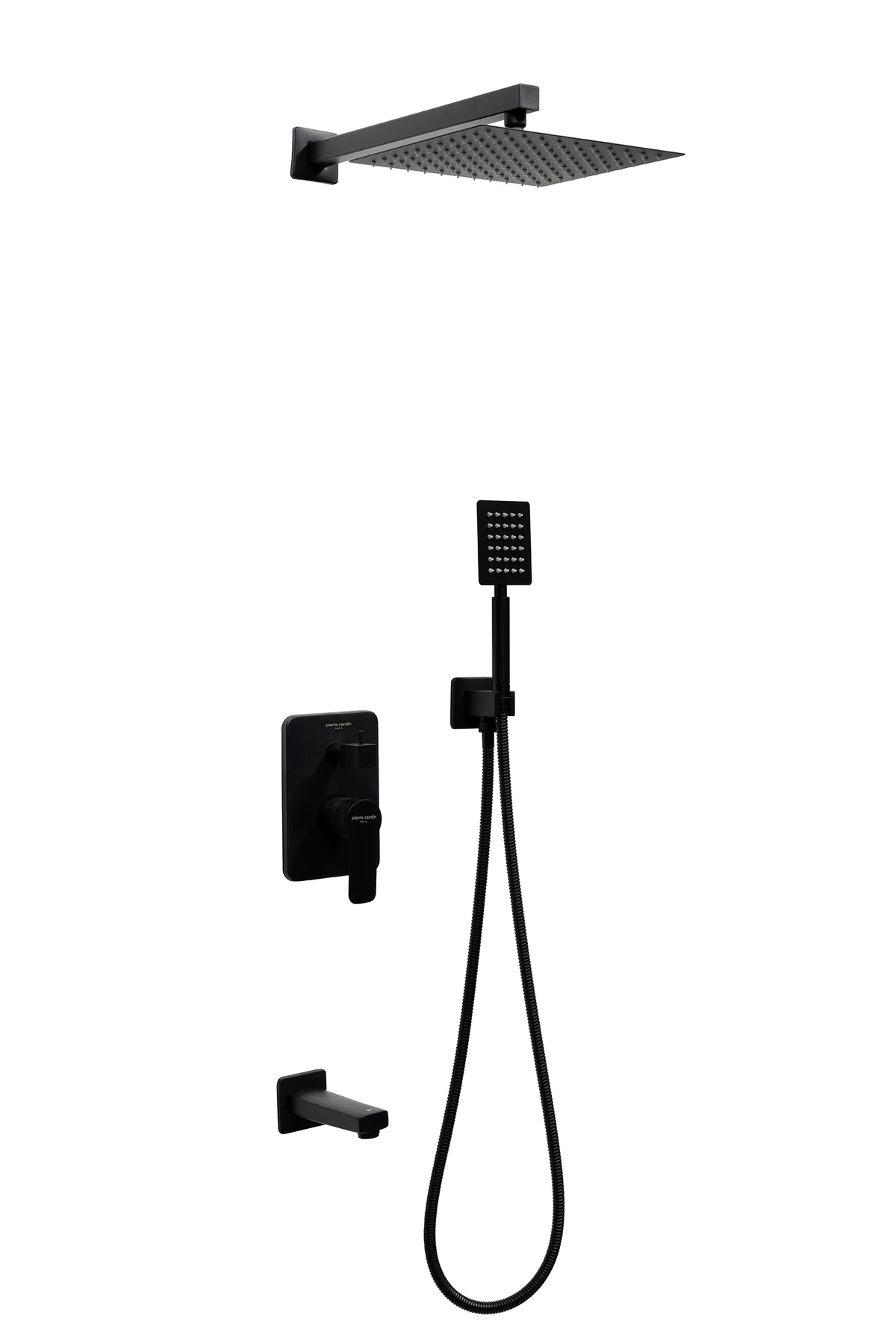 Ankastre Kare Duş Seti Siyah – Yağmur Başlıklı Duş Sistemi