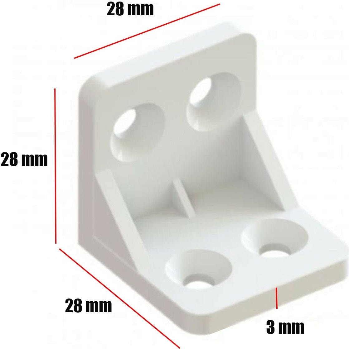 Mobilya Eşya Dolap Köşebent Bağlantı Sabitleme Sabitleyici L Gönye 28x28x28 Mm Plastik (10 ADET)