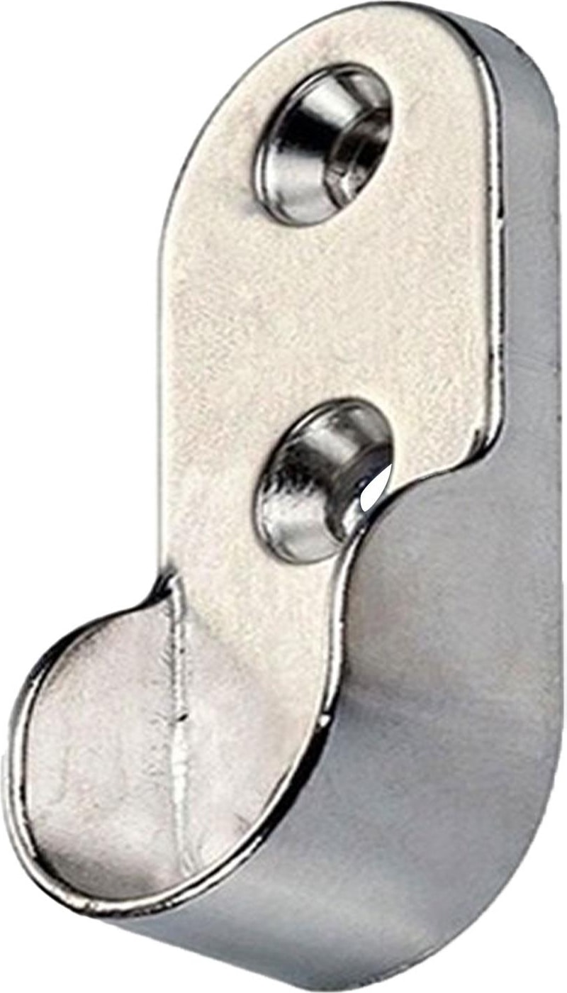 Oval Boru Askı Flanşı Dolap İçi Elbise Askı Aparatı Elemanı Krom 30 mm (2 Adet)