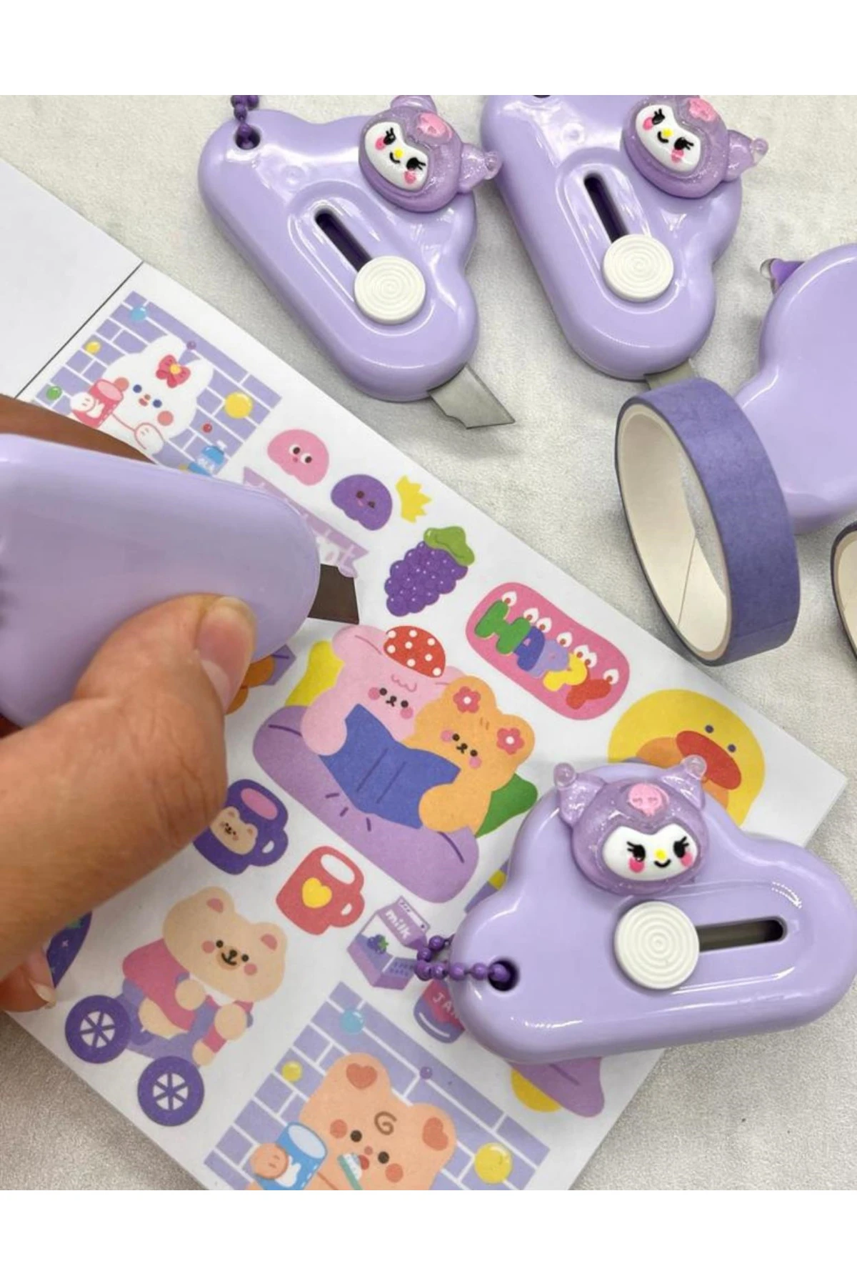 Sanrio Kuromi Karakterli Mor Mini Maket Bıçağı / Sanat Bıçağı / Bullet Journal / Scrapbook/Falçata
