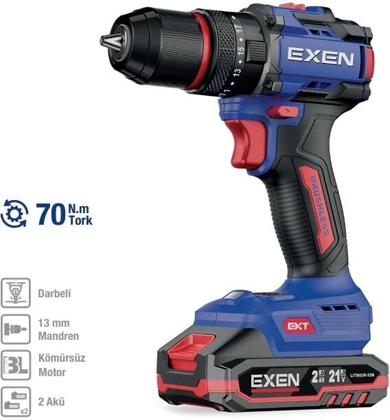 En 272 Ds 21 V. 2 Ah. 70 Nm. Kömürsüz Darbeli Şarjlı Matkap
