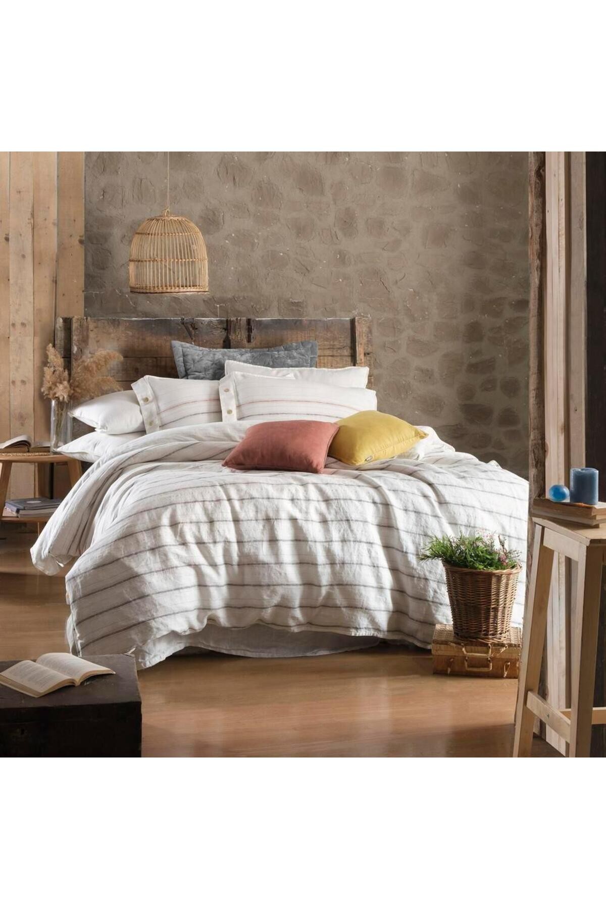 Ares Keten Nevresim Takımı King Size , .Beyaz