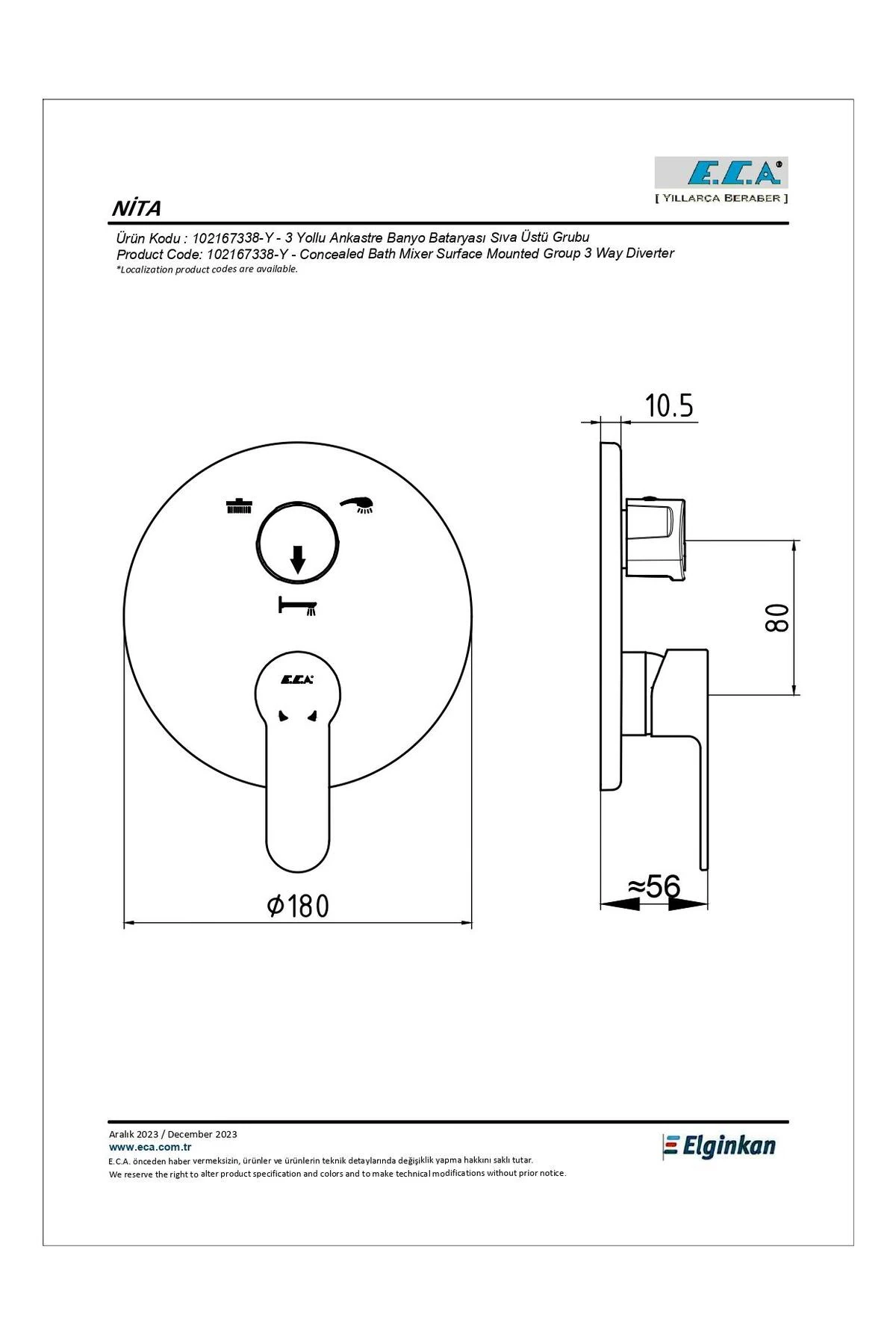 Nita Ankastre Banyo Bataryası Sıva Üstü Grubu - 3 Yollu 102167338-Y