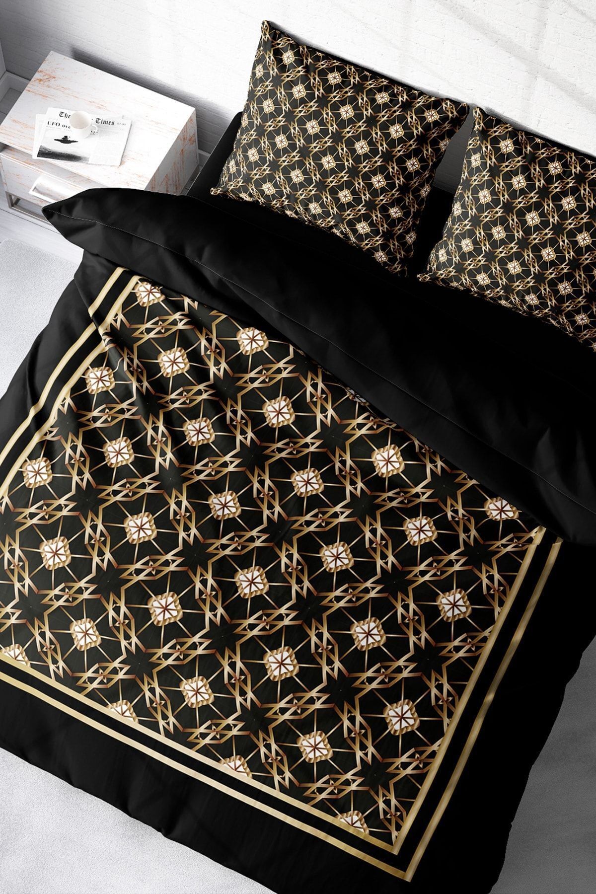 Gold Deco 3d Pamuk Saten Çift Kişilik Nevresim Takımı