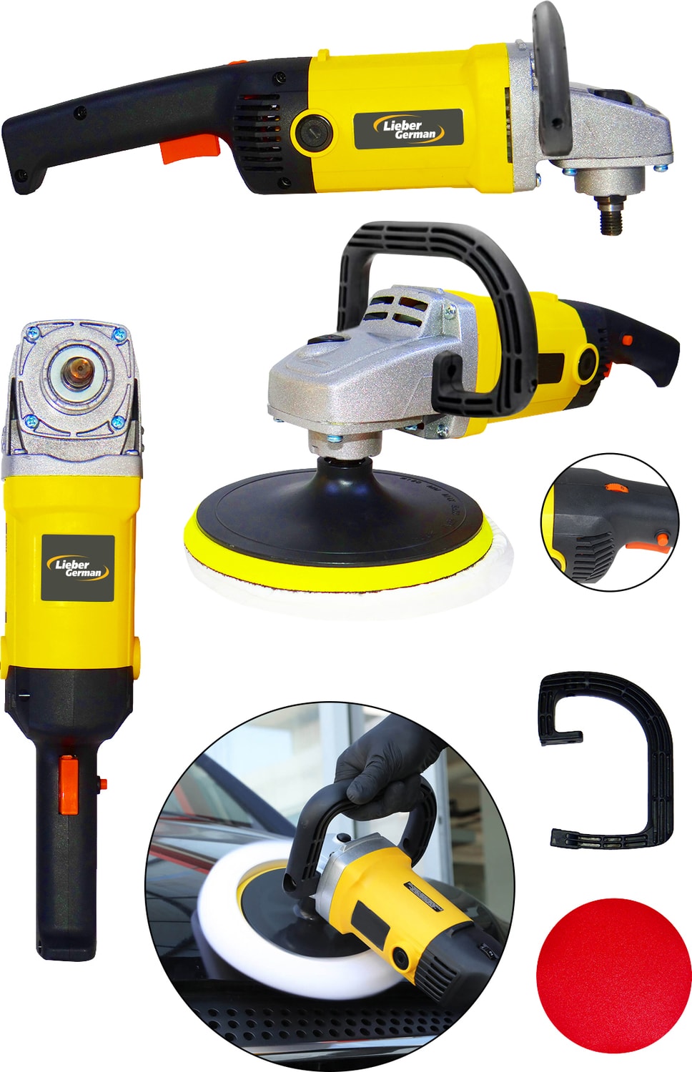Profesyonel 4100 W 180 mm 6 Kademe Devir Ayarlı Profesyonel Zımpara Pasta Cila ve Polisaj Makinesi