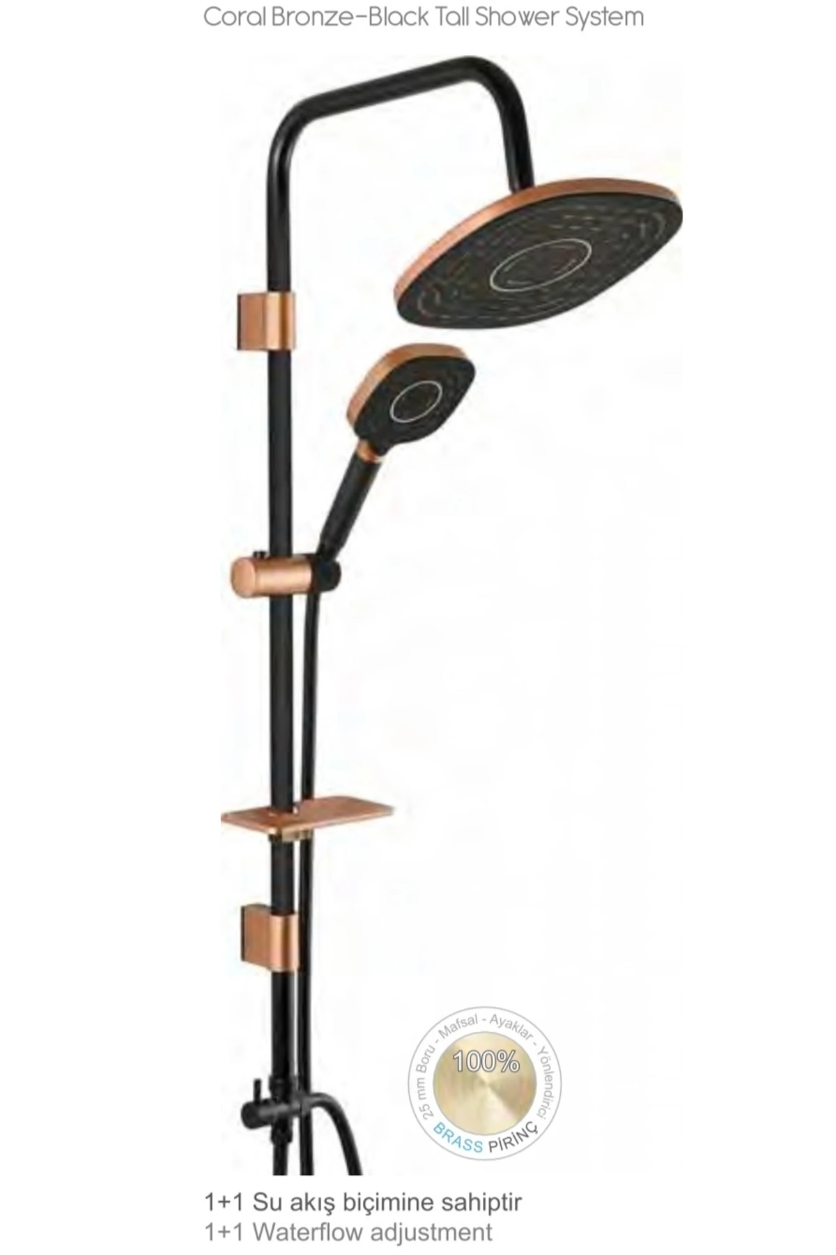 Rose Bakır Robot Duş Seti Yağmurlama Ve Banyo Bataryası Siyah Duş Başlığı Bakır Duş Sistemi