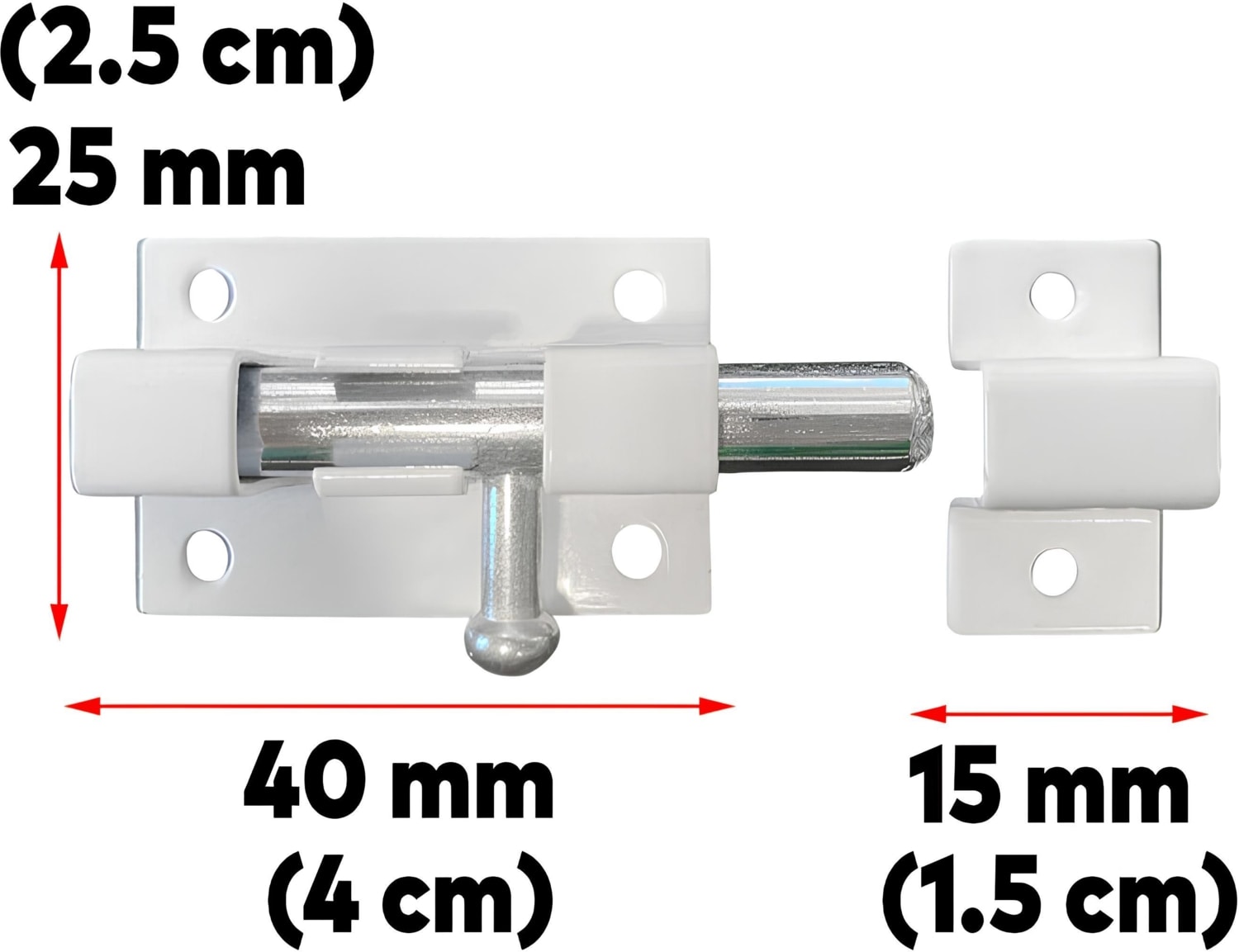 Kapı Sürgüsü Küçük Metal Beyaz Mavzer Sürgü Sürgülü Kilit 25X40 mm Kapı Pencere Emniyet Kilidi