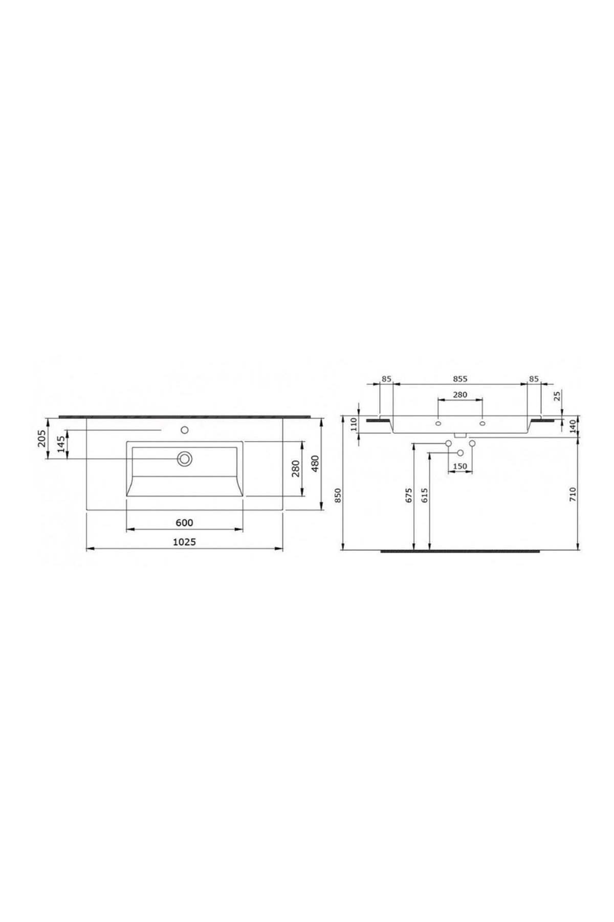 Milano Etajerli Lavabo 100 Cm Mat Buz Mavi 1105-029-0126