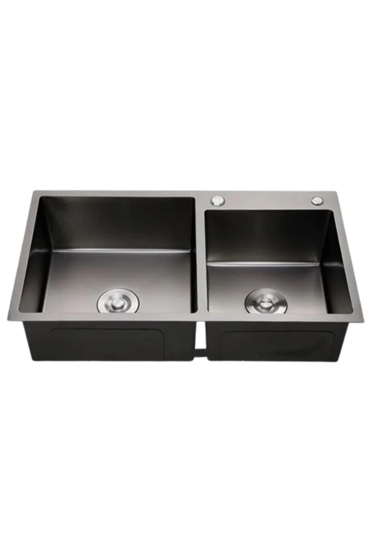 Multitop Çift Göz Paslanmaz Çelik Mutfak Evyesi Antrasit (SİYAH) Renk 76x45cm -2 Göz Eviye