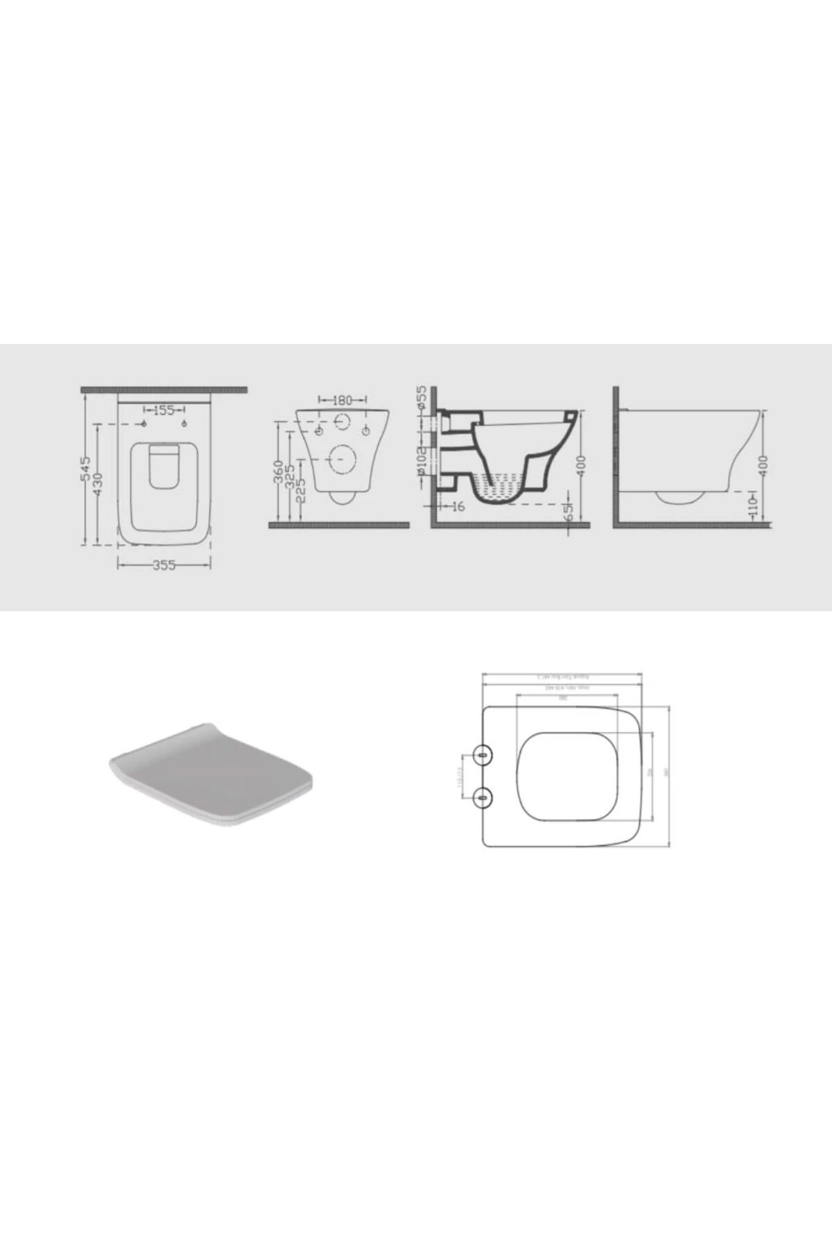 Gömme Rezervuar Seti Ve Dura Asma Klozet Pedra Ve Yavaş Kapak