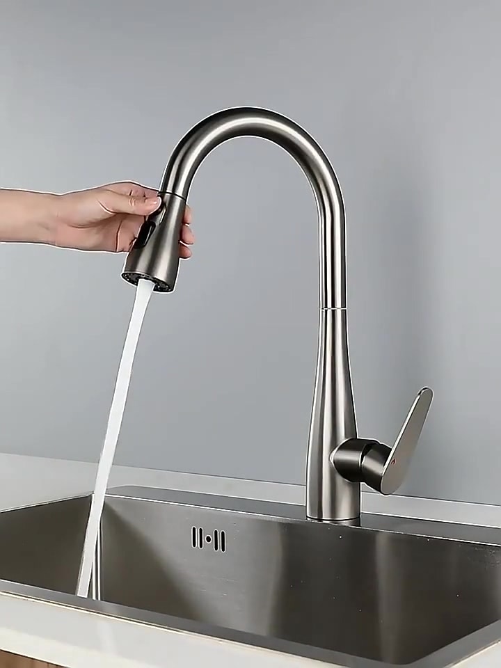 Spiralli Eviye Bataryası Pull Down 3 Fonksiyonlu Siyah KTE125-B