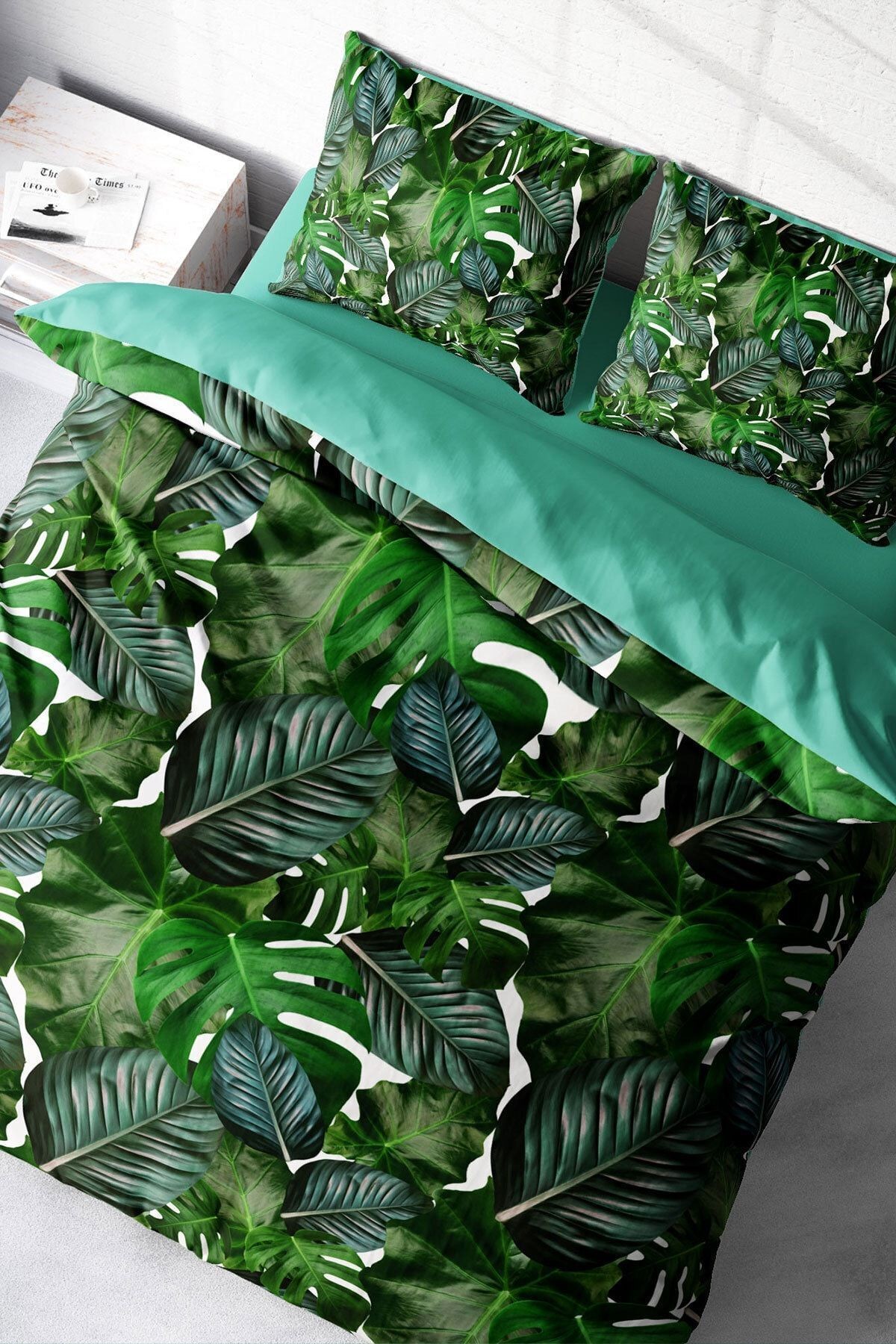 Kıng Sıze Green Forest 3d Pamuk Saten Çift Kişilik Nevresim Takımı 220x240cm