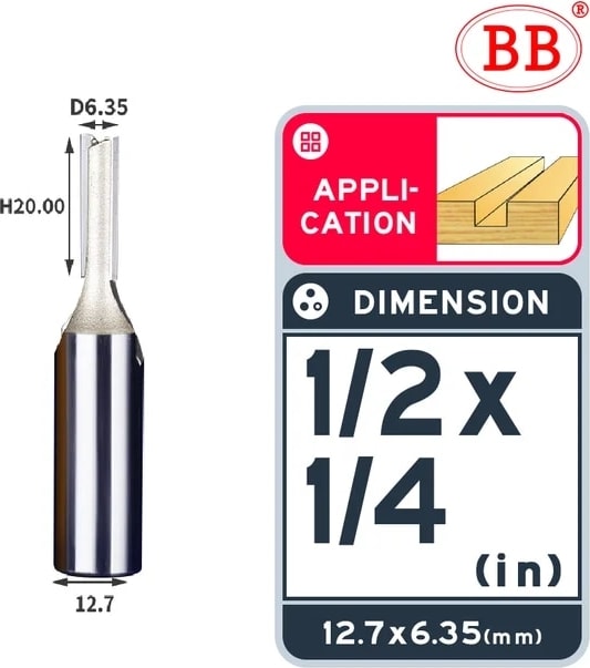 1-2x1-4 Bb Düz Bit 1/4 1/2 Ağaç Işleme Planya 1 2 Flüt Uzun Bıçak Yönlendirici Bit Aracı End Mill Kesici Yan Çalışma (Yurt Dışından)