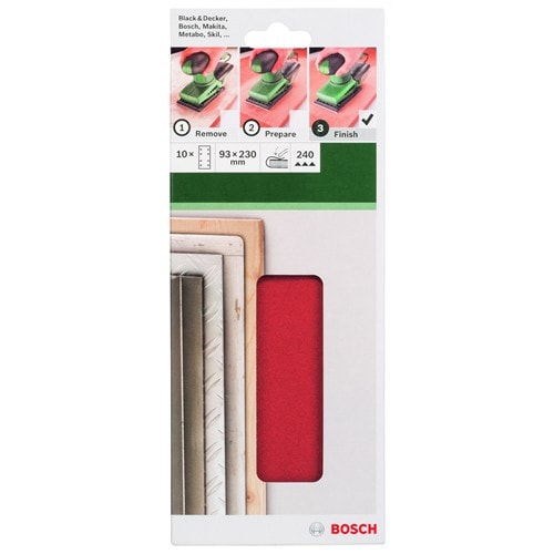 BOSCH - Titreşimli Zımpara Kağıdı 10'Lu, 93 X 230 Mm 240 Kum 8 Delik