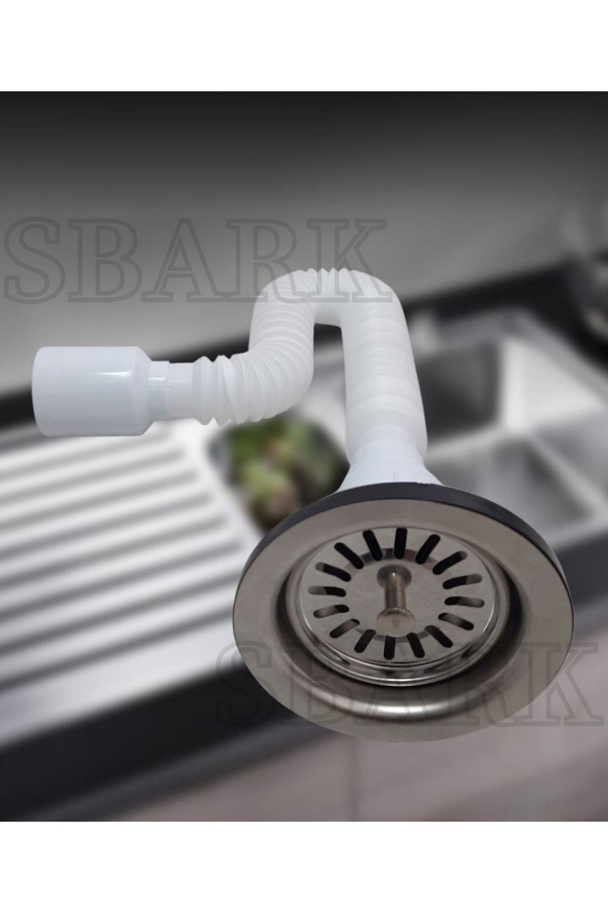 Körüklü Büyük Lavabo Evye Gider Sifonu Çöpmak Paslanmaz Geniş Ağızlı Stoplu Süzgeç