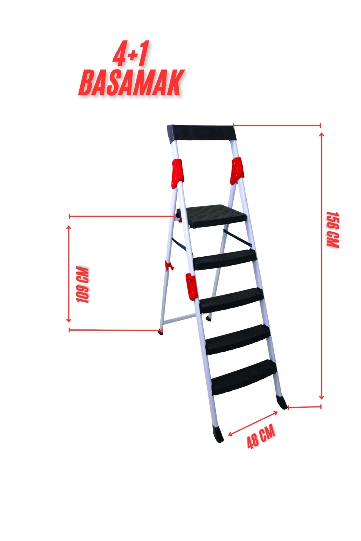 4+1 EXTREME MERDİVEN 5 BASAMAKLI BEYAZ-KIRMIZI