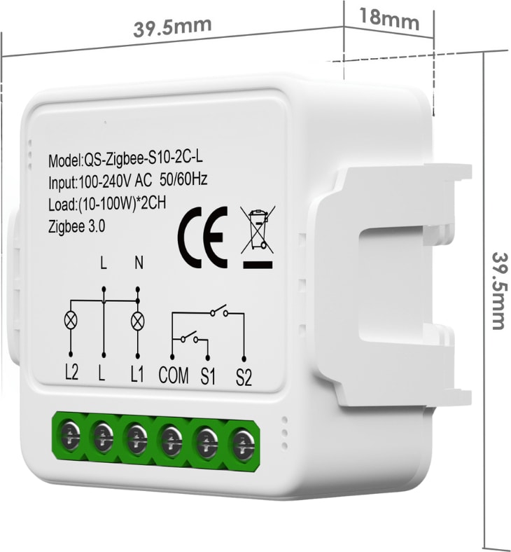 Zigbee Çift Çıkışlı Nötrsüz Akıllı Röle ( Tuya - Smart Life Uyumlu )