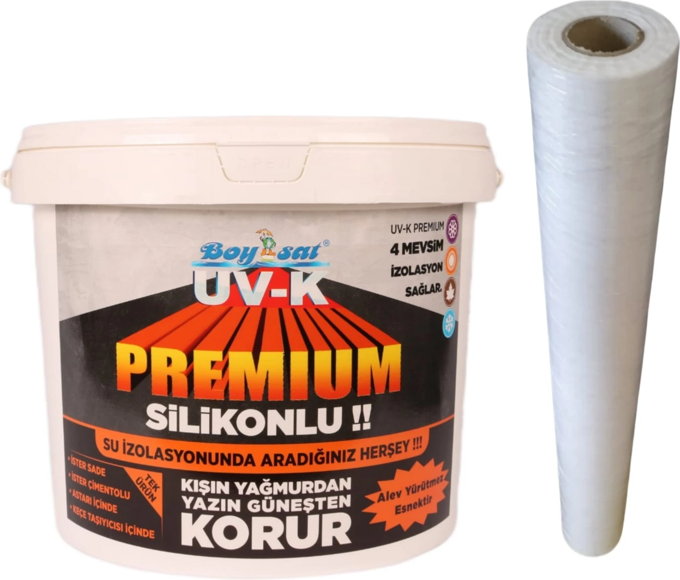 Kampanya 3 kg Uv-K Premium Silikonlu Su Izolasyon Boyası ve Taşıyıcı Izolasyon Keçesi