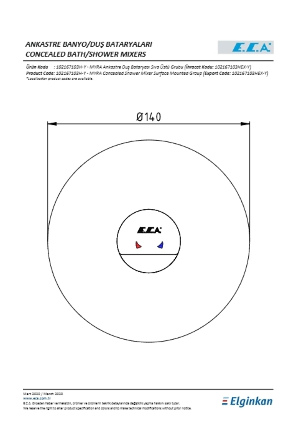 Myra Ankastre Duş Batarya Sıva Üstü