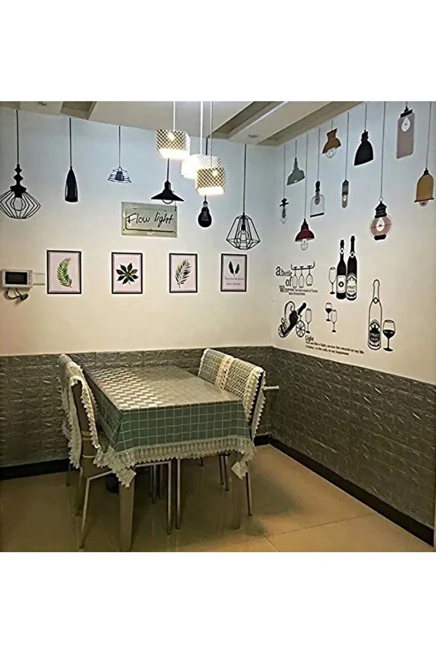 Nw02 Kendinden Yapışkanlı Esnek Gri Tuğla Duvar Kağıdı Paneli 70x77 Cm 6 Adet