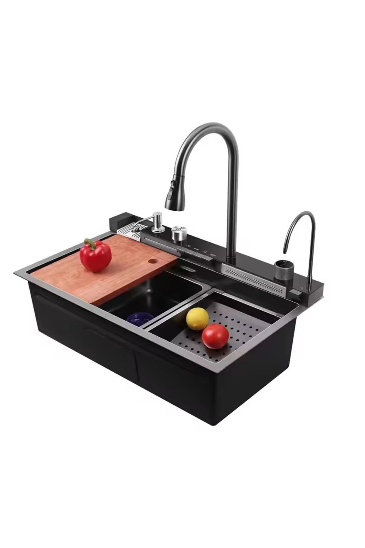 Dijital Göstergeli Piyano Tuşlu Çok Fonksiyonlu Fonksiyonel Şelale Akıllı Evye Batarya Seti