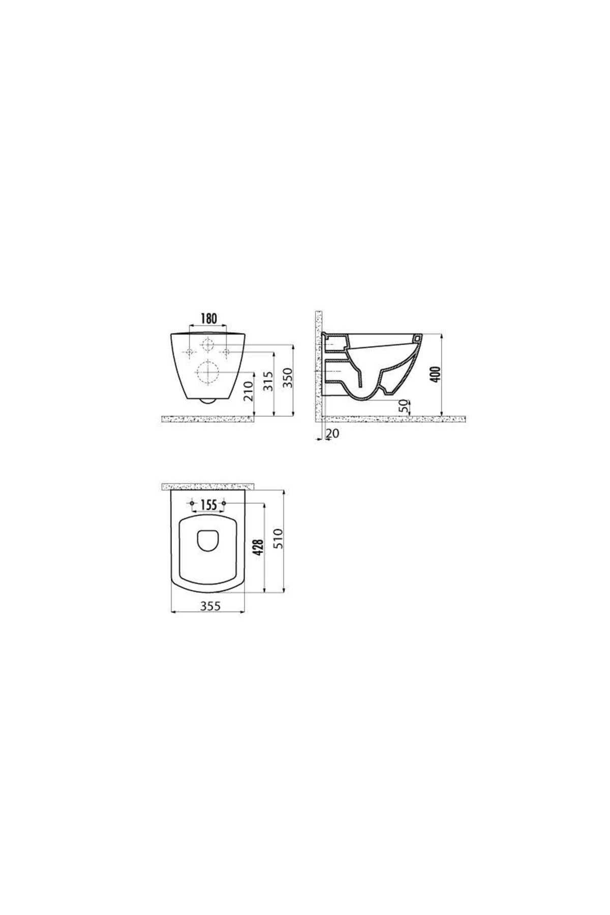 Tetra Asma Klozet (TP326.00) + Lara TP Yavaş Kapanan Kapak 2'li Set