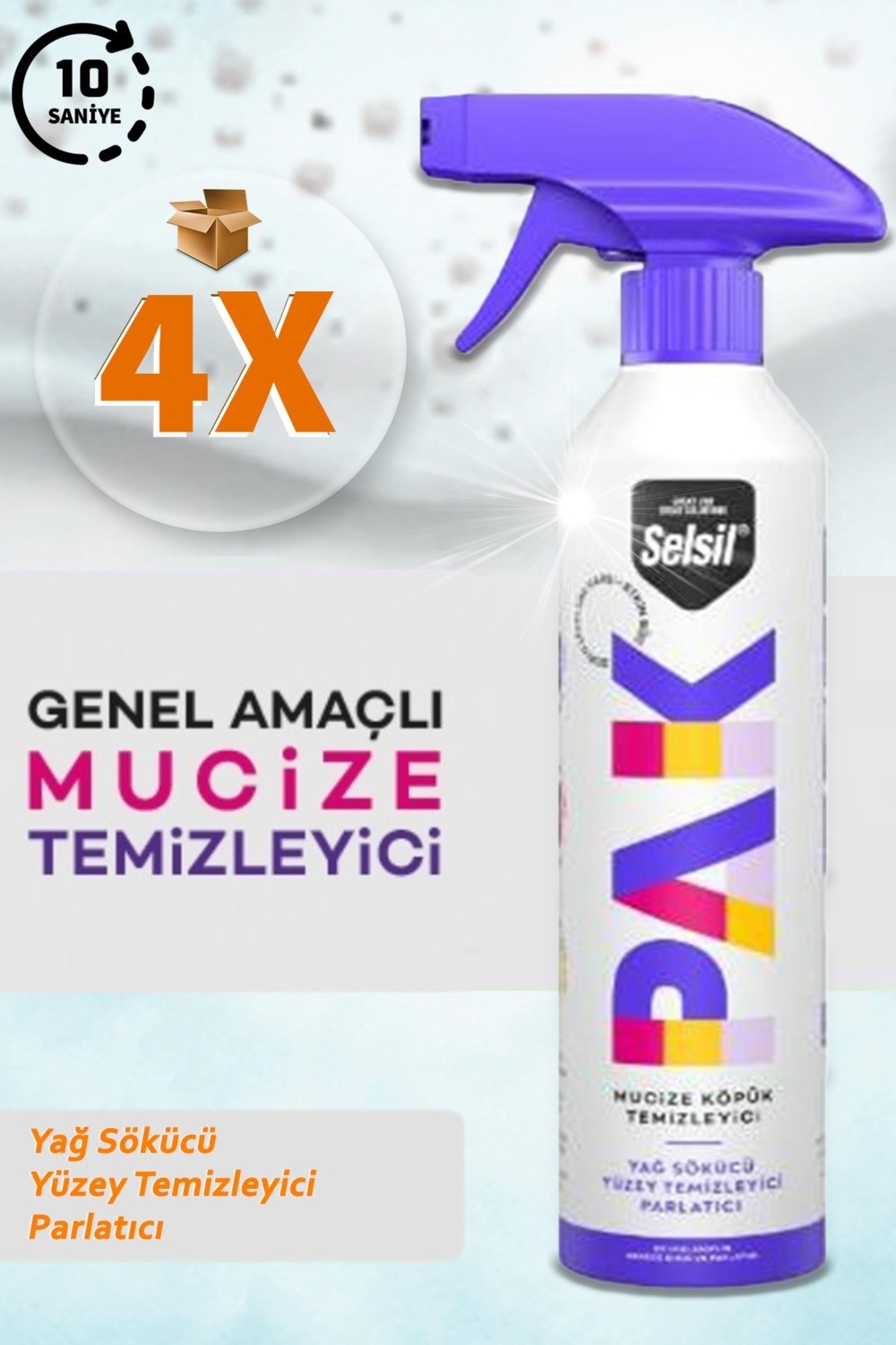 Pak Mucize Temizleyici Köpük Sprey Modeli 4 x 500 ml