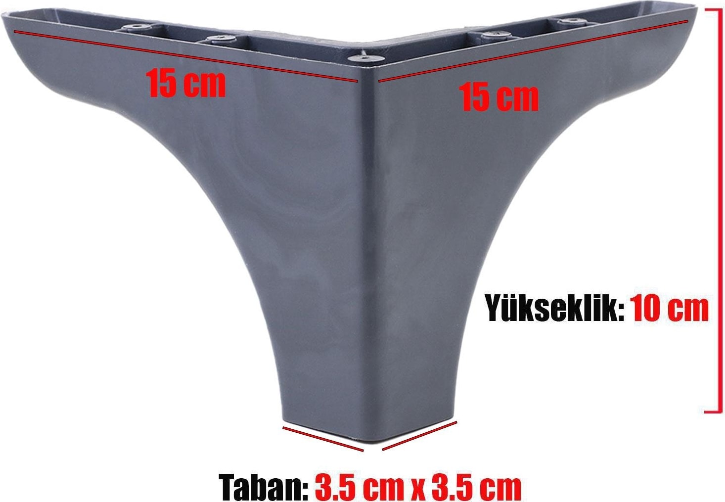 Mobilya Kanepe Sehpa Puf Koltuk Ayağı 10 Cm Antrasit Baza Ayak (4 Adet)